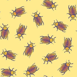 spring quilt beetles on yellow