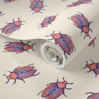 spring quilt beetles on cream