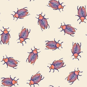 spring quilt beetles on cream