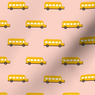 Sweet American school bus design for back to school fabric and fashion for kids