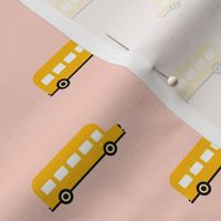 Sweet American school bus design for back to school fabric and fashion for kids