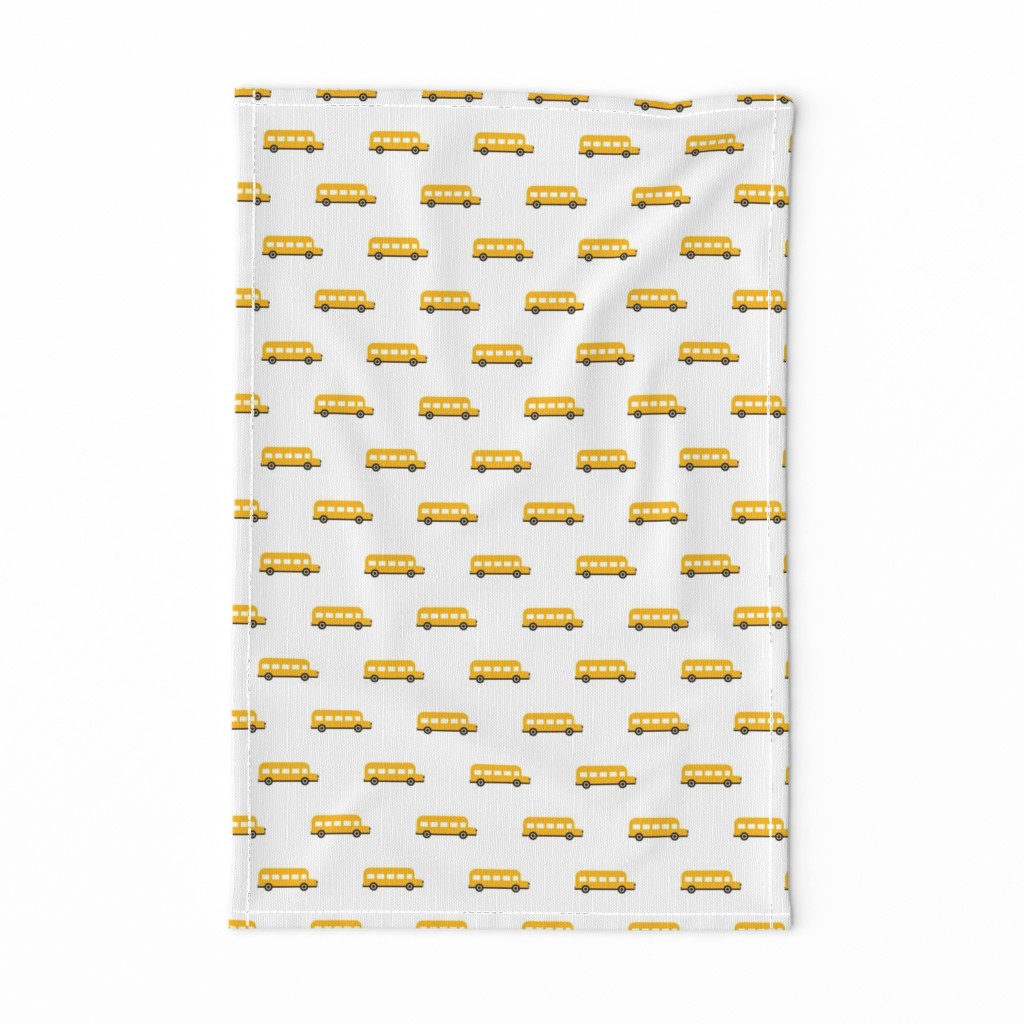 Sweet American school bus design for back to school fabric and fashion for kids