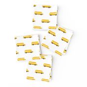 Sweet American school bus design for back to school fabric and fashion for kids