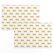 Sweet American school bus design for back to school fabric and fashion for kids