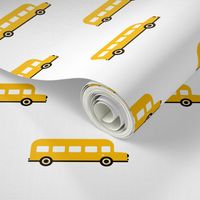 Sweet American school bus design for back to school fabric and fashion for kids