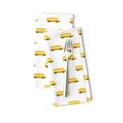 Sweet American school bus design for back to school fabric and fashion for kids