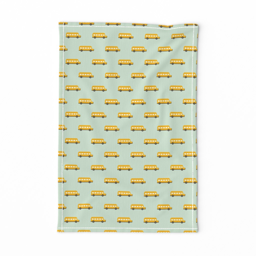 Sweet American school bus design for back to school fabric and fashion for kids