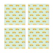 Sweet American school bus design for back to school fabric and fashion for kids