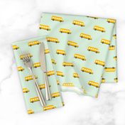 Sweet American school bus design for back to school fabric and fashion for kids