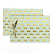 Sweet American school bus design for back to school fabric and fashion for kids