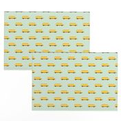 Sweet American school bus design for back to school fabric and fashion for kids