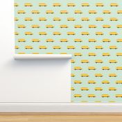 Sweet American school bus design for back to school fabric and fashion for kids