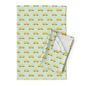 Sweet American school bus design for back to school fabric and fashion for kids