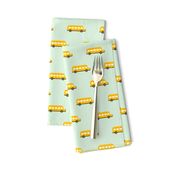 Sweet American school bus design for back to school fabric and fashion for kids