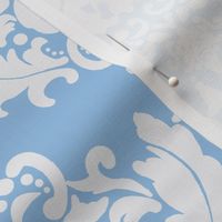 White on Blue Damask