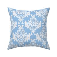 White on Blue Damask