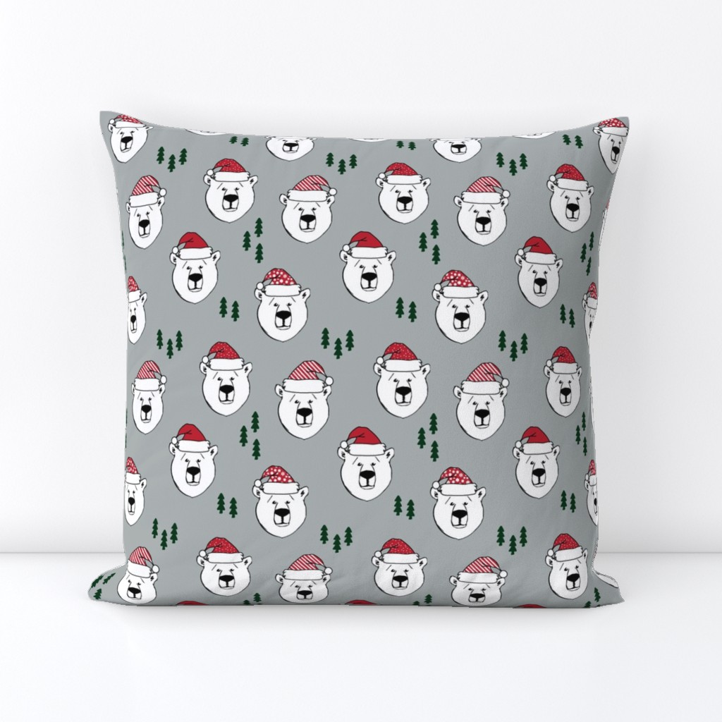 polar bear with hats || holiday - grey