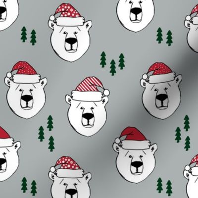 polar bear with hats || holiday - grey