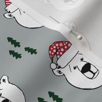 polar bear with hats || holiday - grey