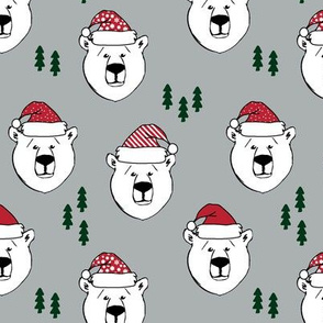 polar bear with hats || holiday - grey