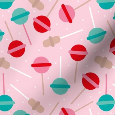 Candy shop sweet sugar popsicle lollipop party snack food print for kids pink