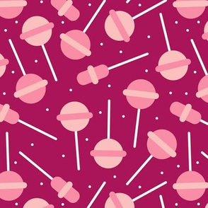 Candy shop sweet sugar popsicle lollipop party snack food print for kids pink