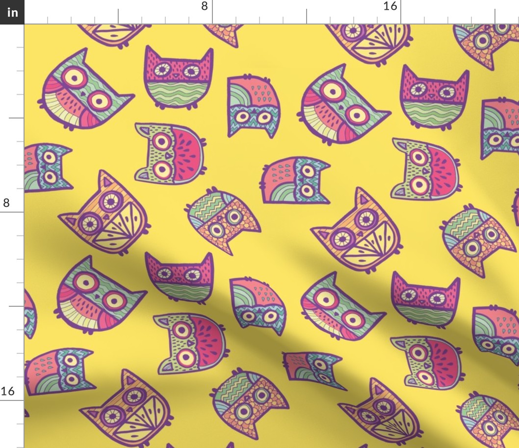 fruity owls in yellow