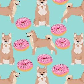 shiba inu dog cute donut fabric mint sweet dogs pets pet dog fabric