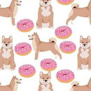 shiba inu dog donuts pink sprinkles cute dog fabric for dog owners japanese shiba inu fabric