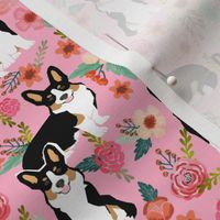 corgi tri colored cute dog pink florals flowers corgi best corgi fabric