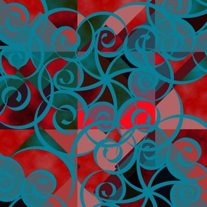 Diamond Swirl Red Green Aqua