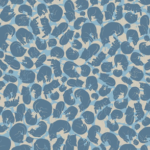 043 Sleepy Kitty Leopard Print - Blue
