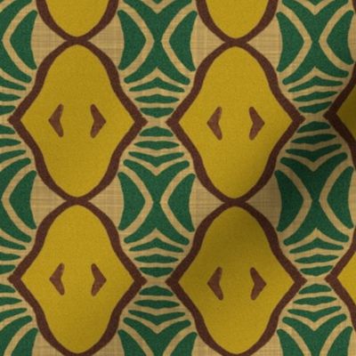 Mid Century Modern Pears and Banana Leaves