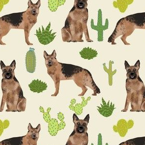 German Shepherd dog cute pet dog fabric cactus desert neutral dog fabric cute southwest dog fabric