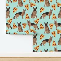 german shepherd pizza mint cute food fabric for dog owners dog lovers cute dog fabric