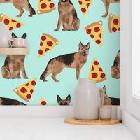 german shepherd pizza mint cute food fabric for dog owners dog lovers cute dog fabric