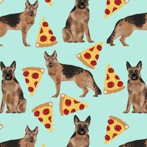 german shepherd pizza mint cute food fabric for dog owners dog lovers cute dog fabric