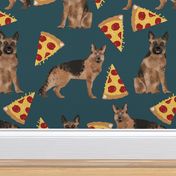 german shepherd pizza navy blue dark navy food cute dog dogs novelty food print