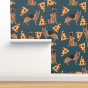 german shepherd pizza navy blue dark navy food cute dog dogs novelty food print