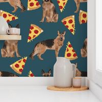 german shepherd pizza navy blue dark navy food cute dog dogs novelty food print