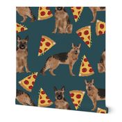 german shepherd pizza navy blue dark navy food cute dog dogs novelty food print