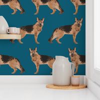 german shepherd dog dogs cute pet dog fabric navy blue