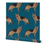 german shepherd dog dogs cute pet dog fabric navy blue