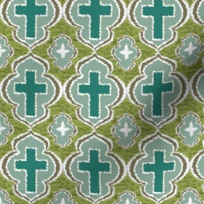 Christian Cross Blue and sage green