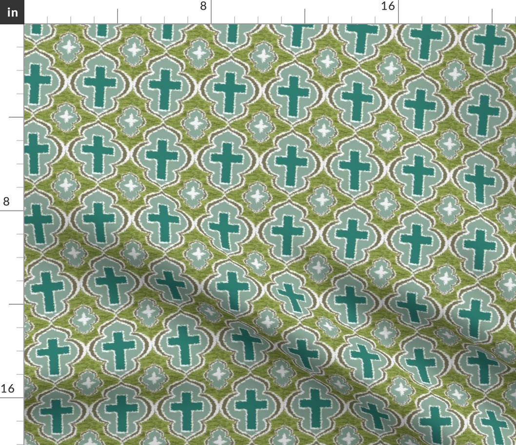 Christian Cross Blue and sage green