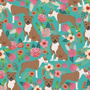 staffordshire terrier florals dog cute dog fabric sweet pet pets fabric