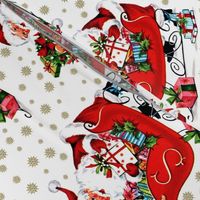 Merry Christmas Santa Claus snowflakes winter sleigh mistletoe wreaths presents gifts dolls toys vintage retro kitsch 