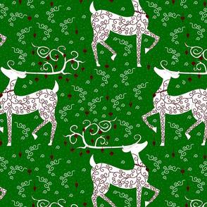 Christmas Reindeer on green lg
