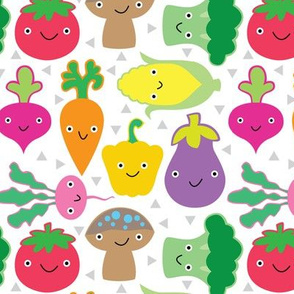 veggies-with-faces on white