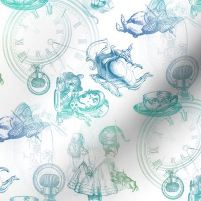 Alice in Wonderland Tea Party Blue Green